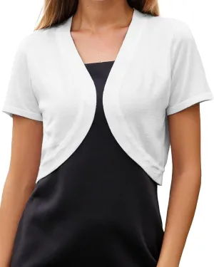 Women's Bolero Shrug Lightweight Short Sleeve Open Front Cardigan Shrugs for Evening Dresses