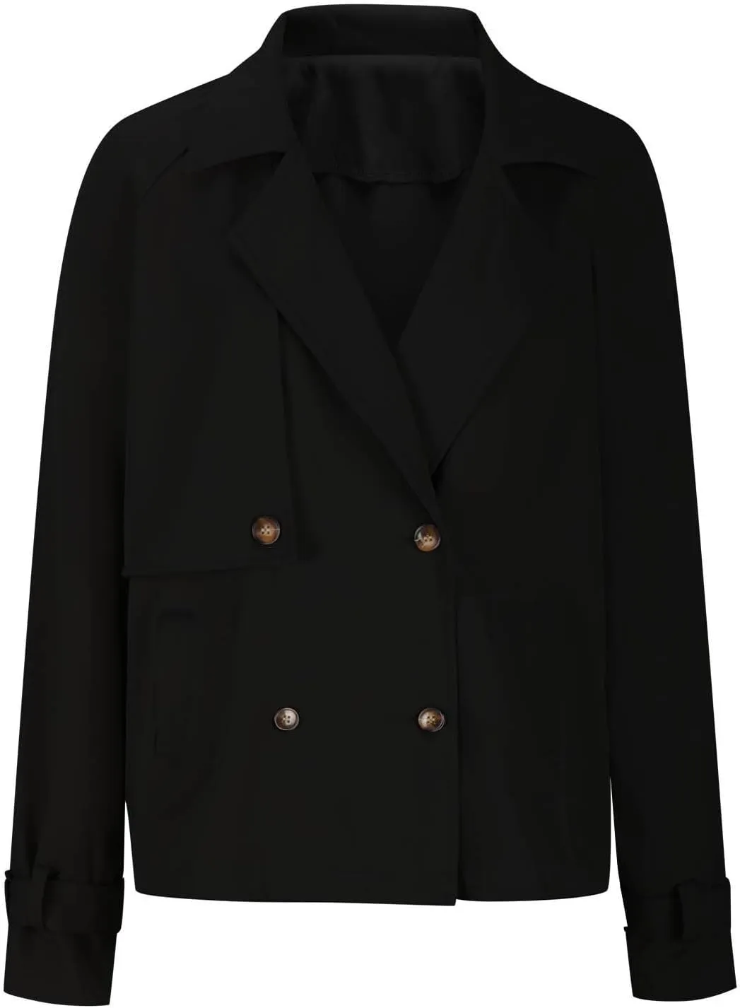Womens Cropped Trench Coats Casual Double Breasted Short Jackets Fall Winter Fashion Outerwear with Pockets 2024