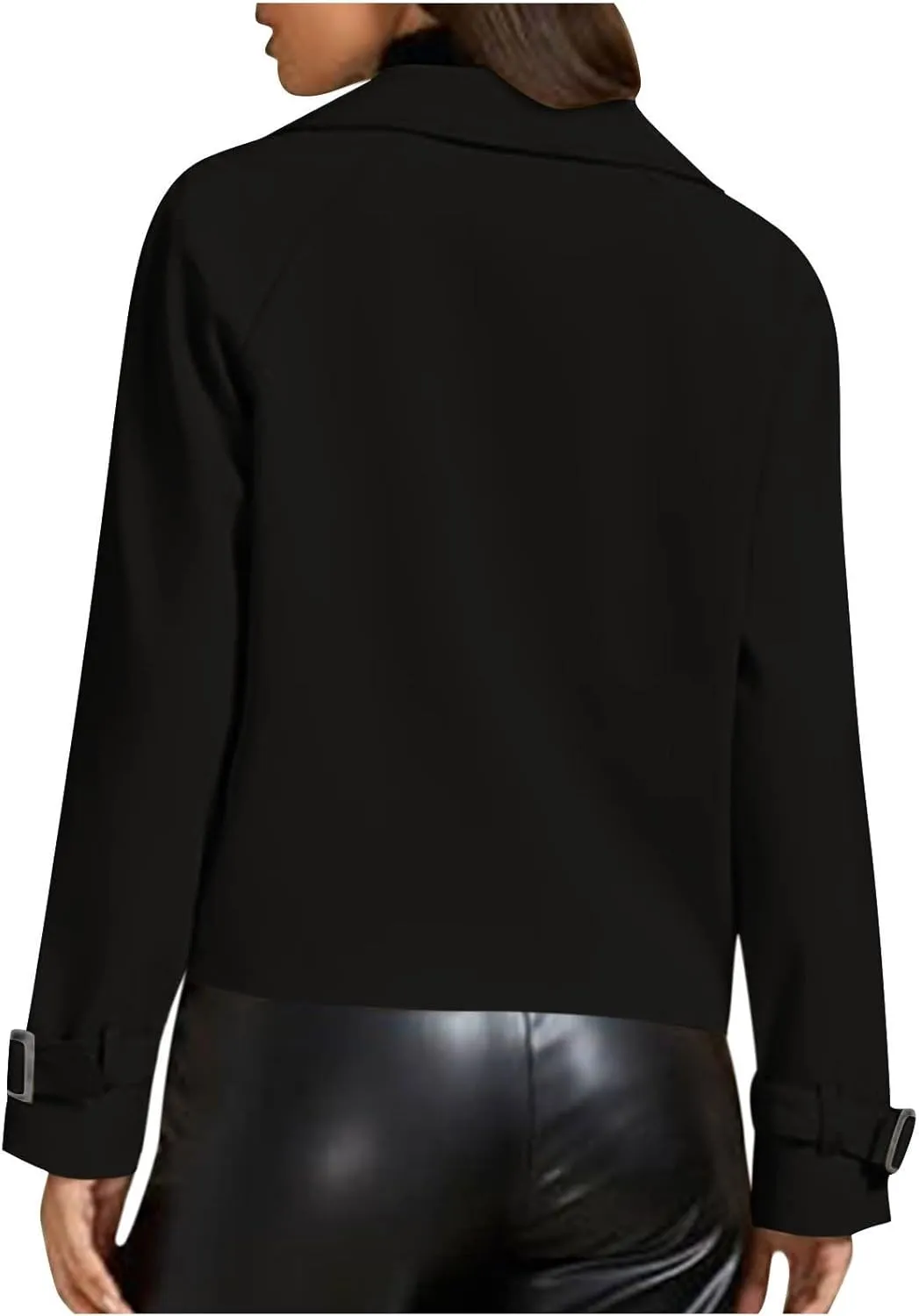 Womens Cropped Trench Coats Casual Double Breasted Short Jackets Fall Winter Fashion Outerwear with Pockets 2024