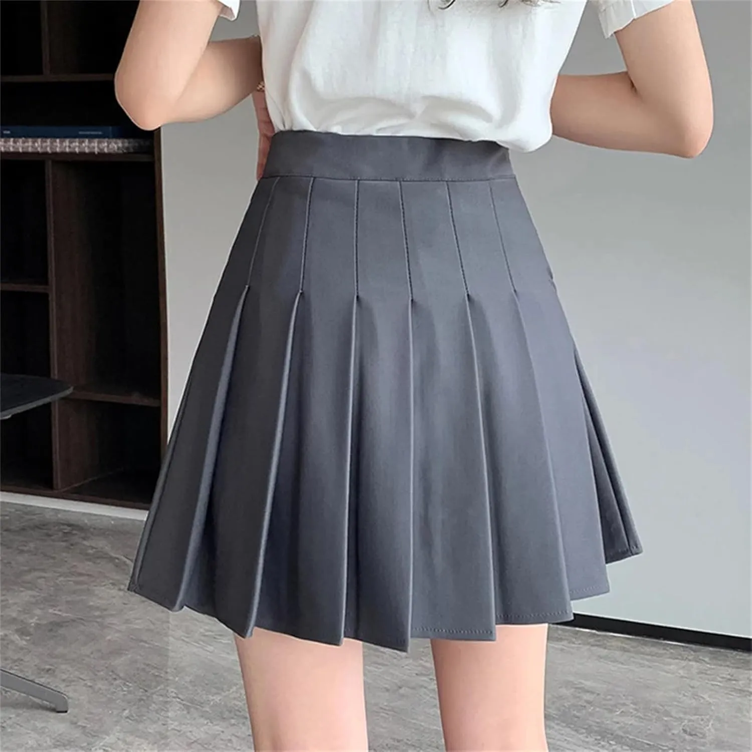 Women's Elastic High Waist Pleated A-Line Short Mini Skirt for Summer Lightweight Golf Skirt