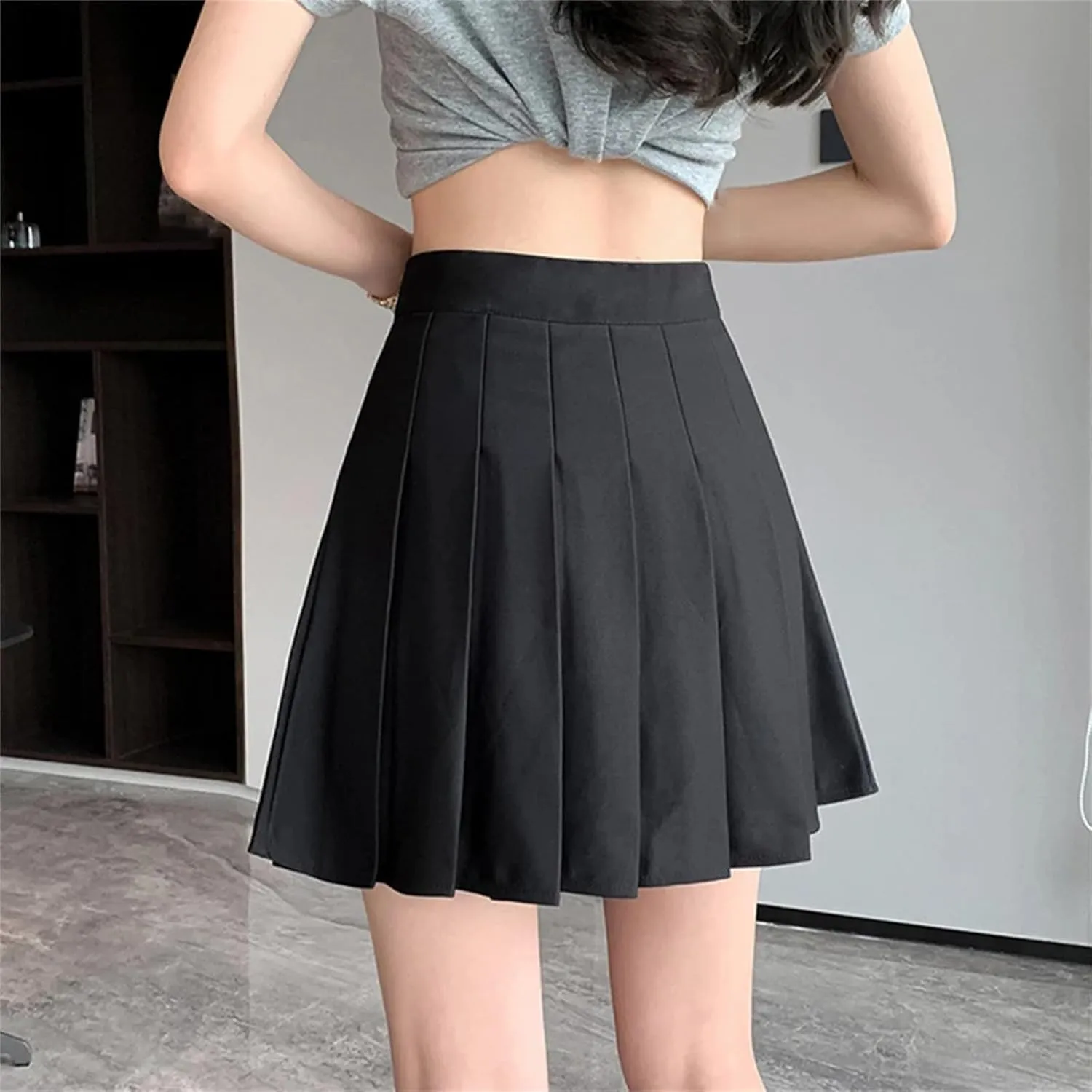 Women's Elastic High Waist Pleated A-Line Short Mini Skirt for Summer Lightweight Golf Skirt