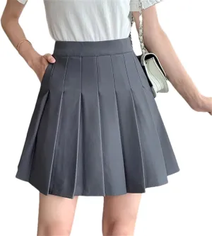 Women's Elastic High Waist Pleated A-Line Short Mini Skirt for Summer Lightweight Golf Skirt