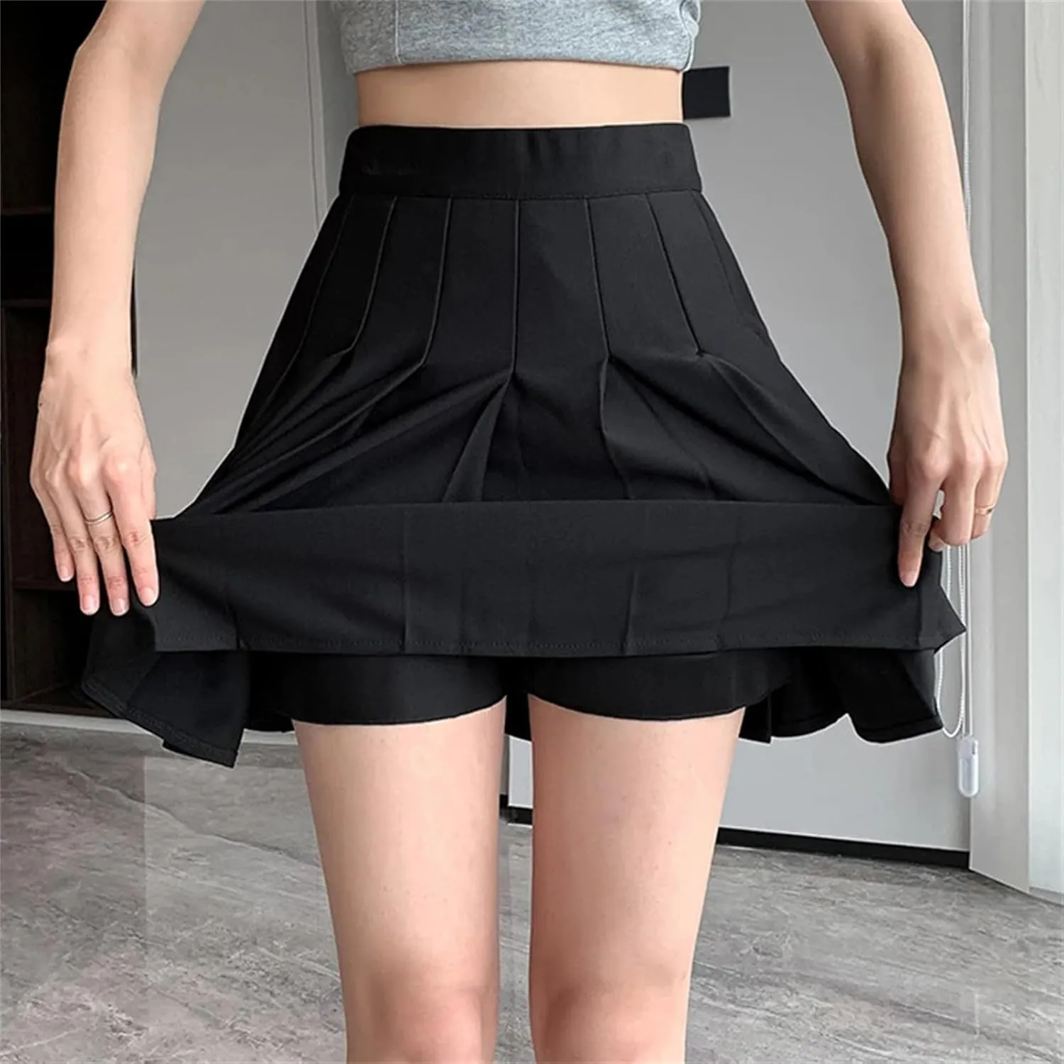 Women's Elastic High Waist Pleated A-Line Short Mini Skirt for Summer Lightweight Golf Skirt