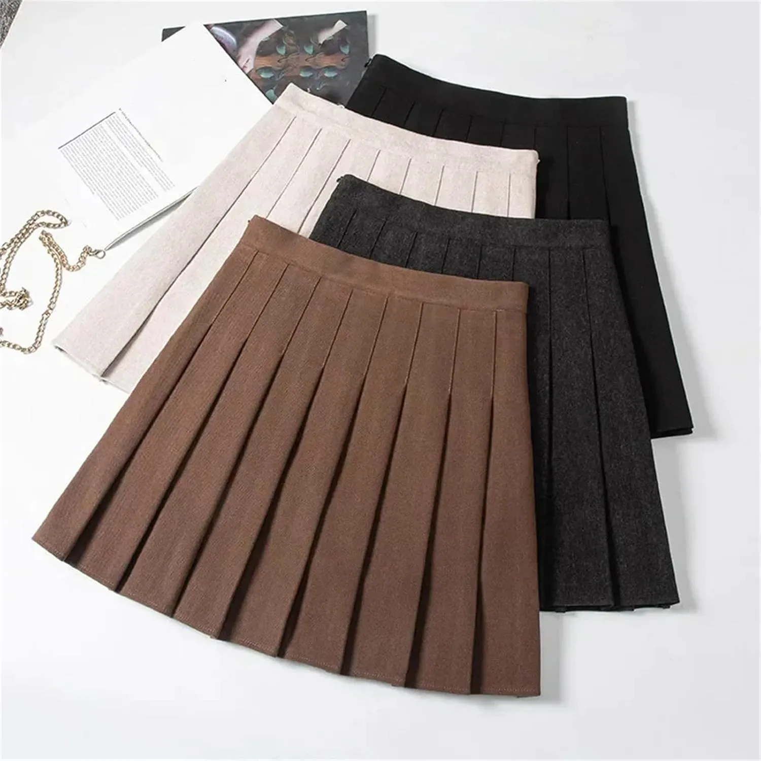 Women's Fashion Pleated Skirt  School Uniform High Waisted Skirt Mini Skirt for Girls Tennis Skirts