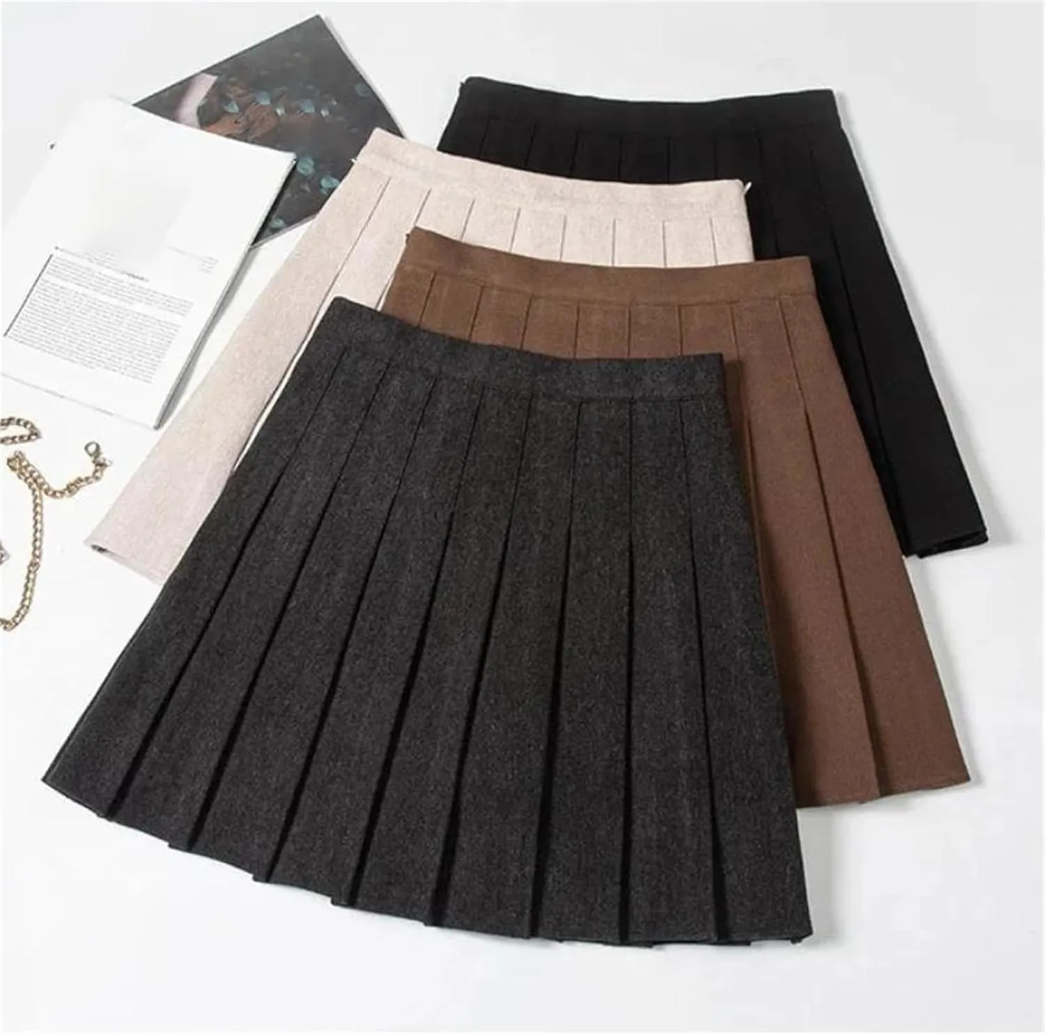Women's Fashion Pleated Skirt  School Uniform High Waisted Skirt Mini Skirt for Girls Tennis Skirts