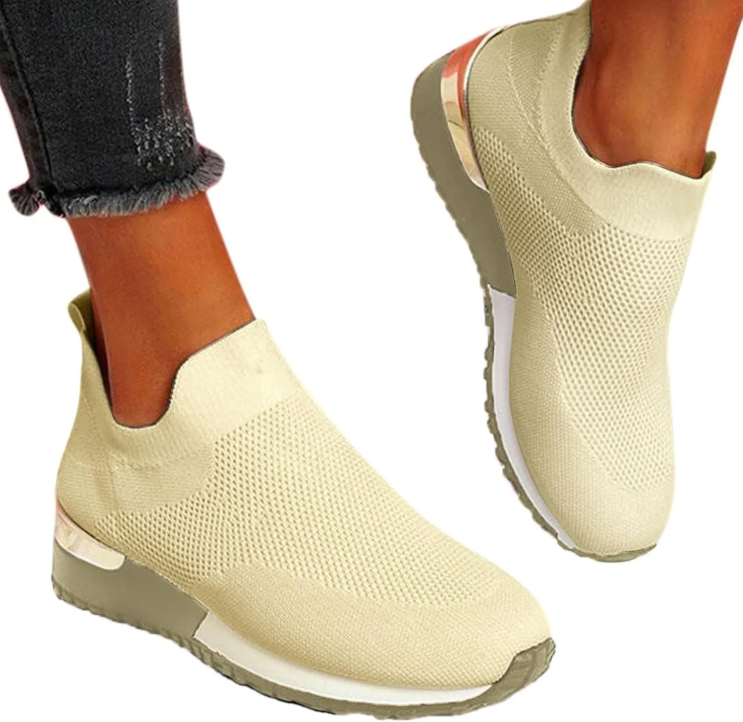 Women's Fashion Sneaker Womens Walking Shoes Slip On Fashion Platform Tennis Shoes Winter Loafers for Women Black Platform Sneakers for Women