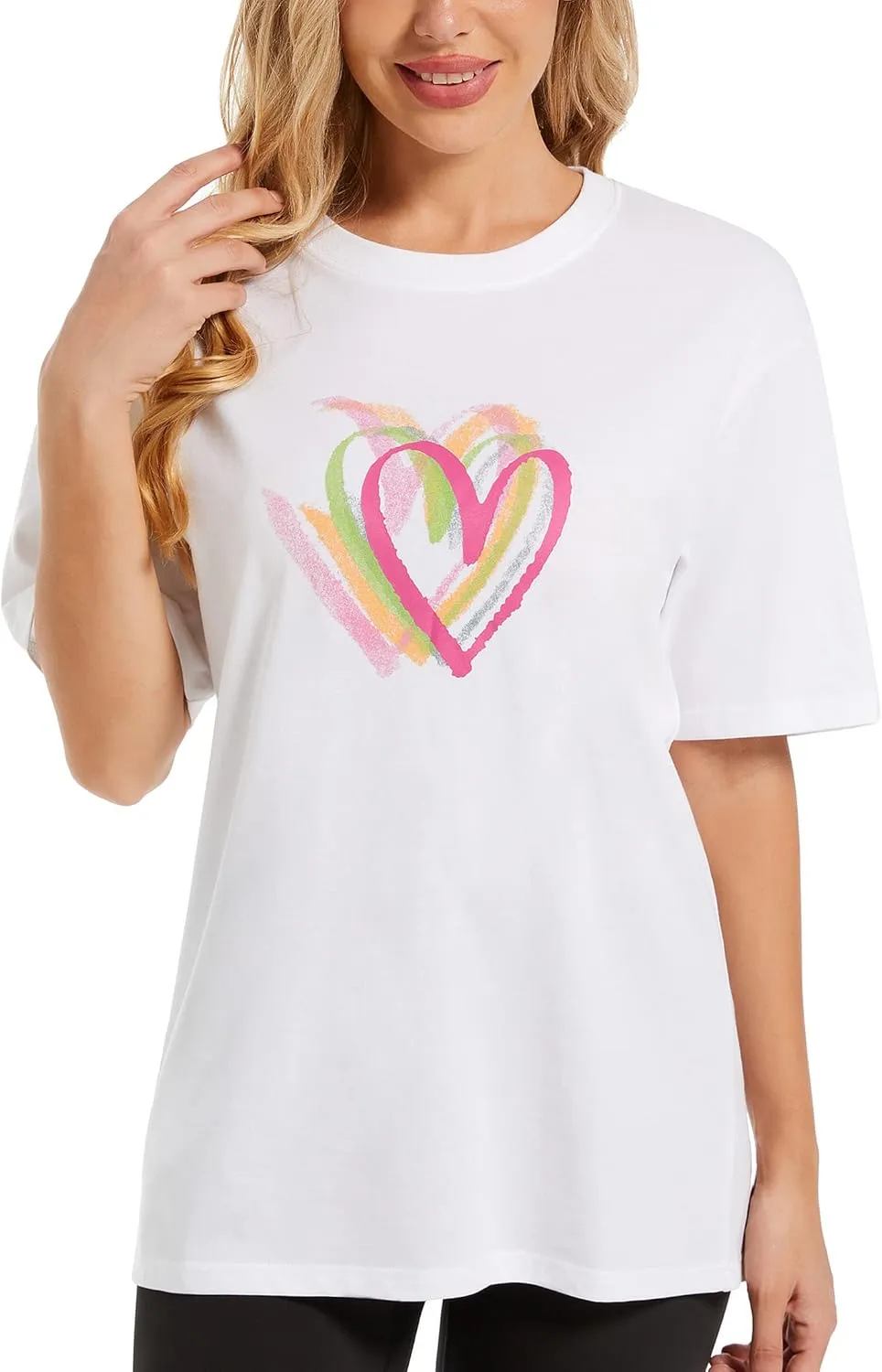Women's Heart Graphic Tees 2025 Summer Tops Cute Cotton Casual Short Sleeve Crewneck T Shirts