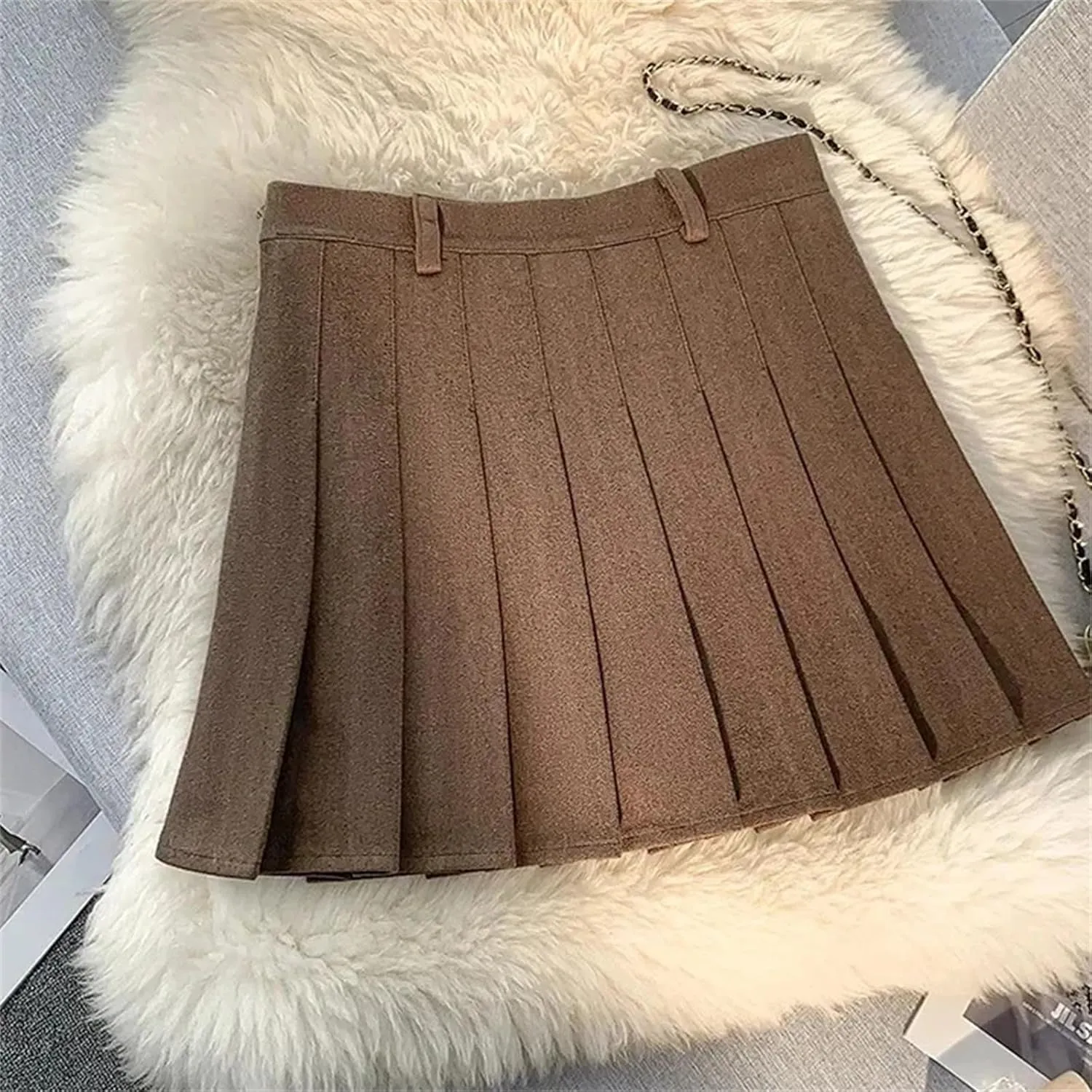 Women's High Waist Pleated Skirt  Solid Color Mini A-Line All-Match Skirt Athletic Casual Skirts