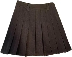 Women's High Waist Pleated Skirt  Solid Color Mini A-Line All-Match Skirt Athletic Casual Skirts