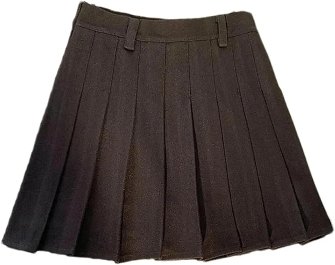Women's High Waist Pleated Skirt  Solid Color Mini A-Line All-Match Skirt Athletic Casual Skirts