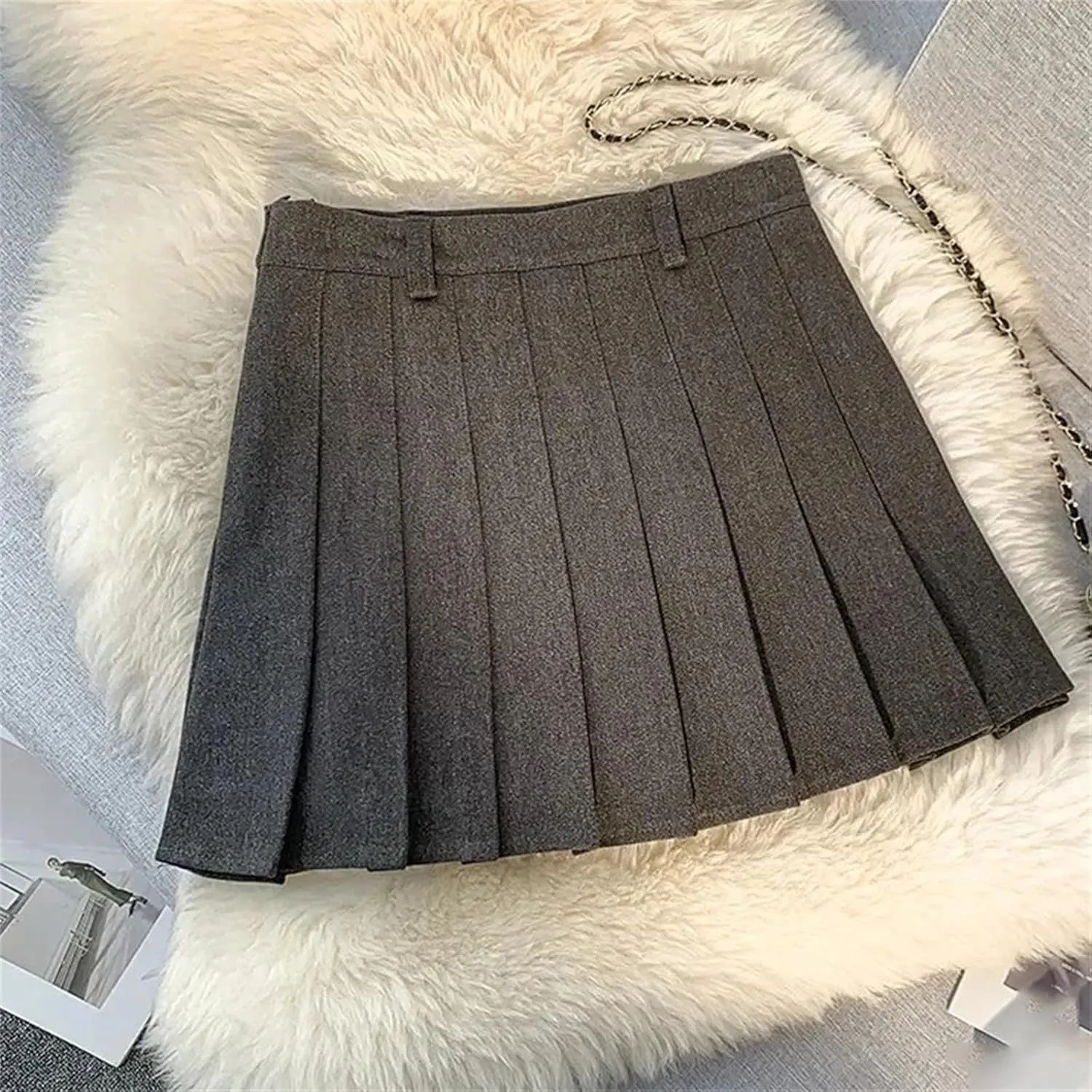 Women's High Waist Pleated Skirt  Solid Color Mini A-Line All-Match Skirt Athletic Casual Skirts