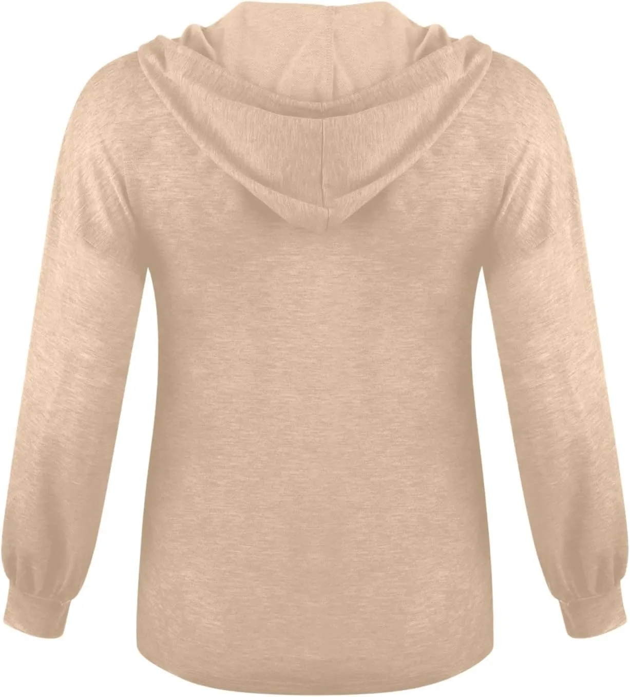 Womens Hooded Button Collar Drawstring Hoodies Pullover Sweatshirts Casual Long Sleeve Solid Color Fall Top Shirts