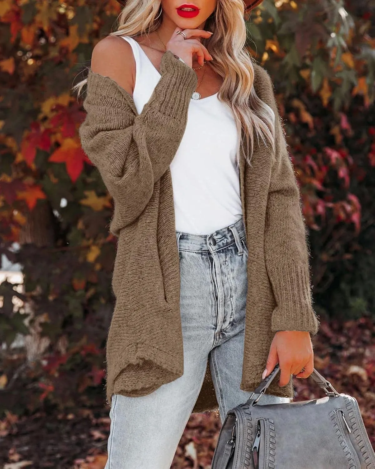 Womens Kimono Batwing Long Sleeve Knit Cardigan Sweaters Open Front Oversized Chunky Sweater Outerwear