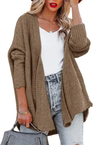 Womens Kimono Batwing Long Sleeve Knit Cardigan Sweaters Open Front Oversized Chunky Sweater Outerwear