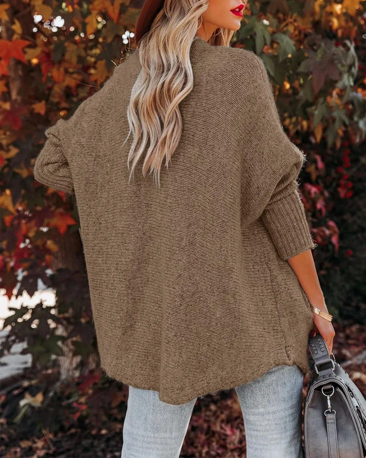 Womens Kimono Batwing Long Sleeve Knit Cardigan Sweaters Open Front Oversized Chunky Sweater Outerwear