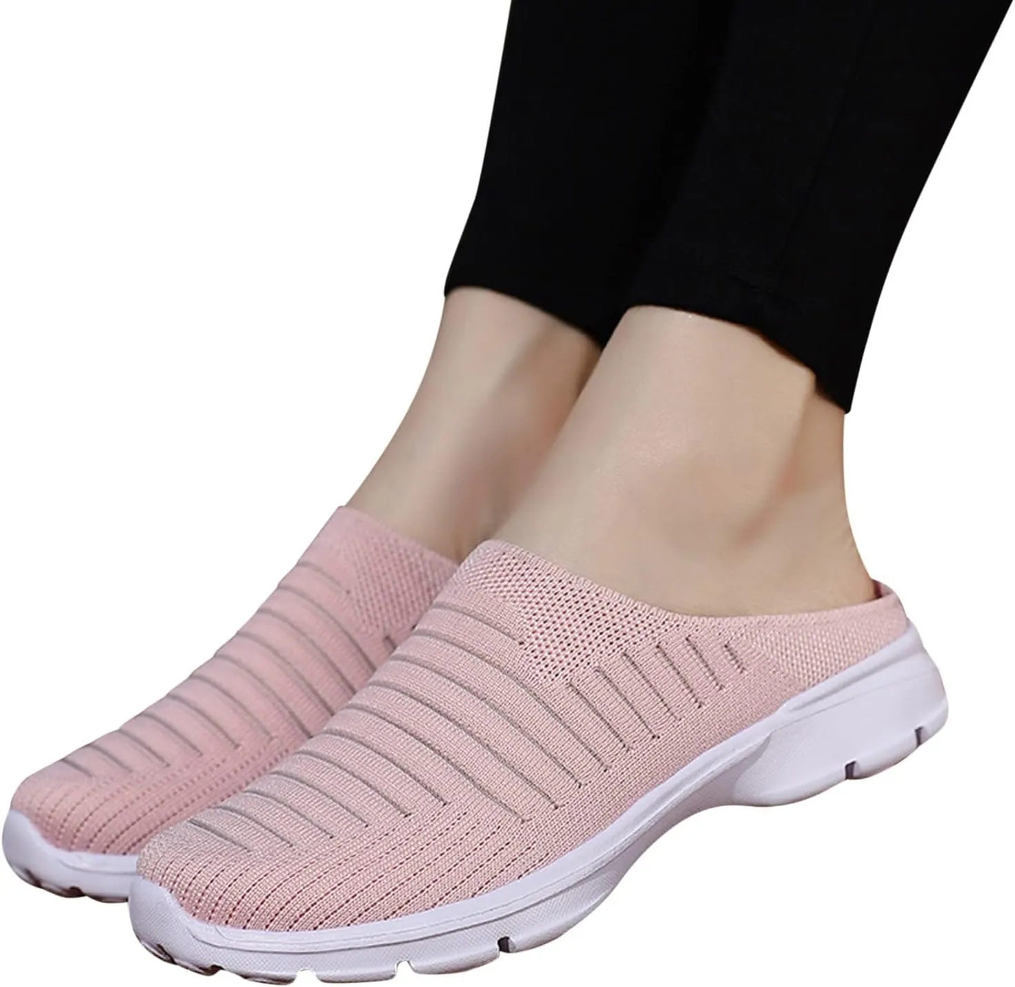 Womens Mesh Mules Orthopedic Sneakers for Women Arch Support Comfortable Slip On Walking Shoes Breathable Lightweight Running Shoes