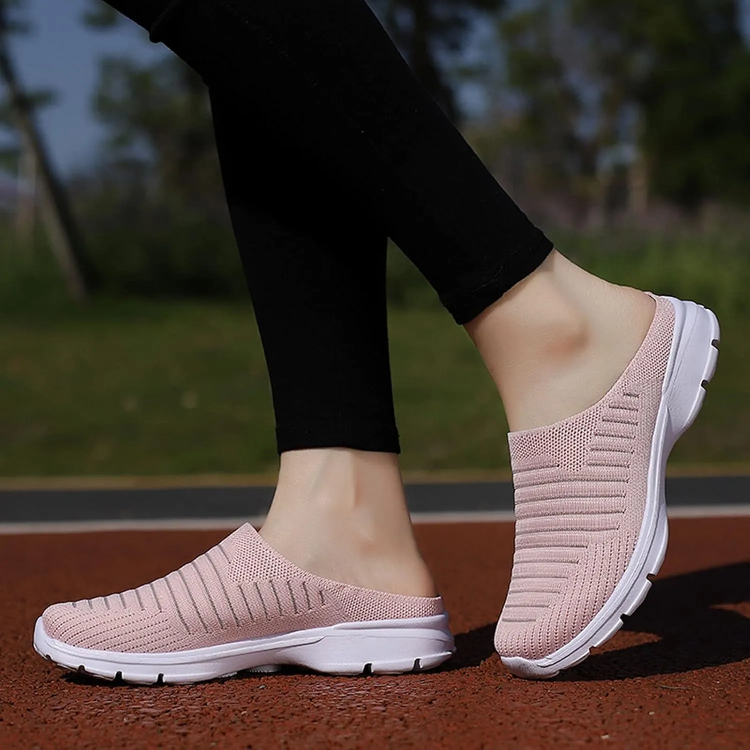 Womens Mesh Mules Orthopedic Sneakers for Women Arch Support Comfortable Slip On Walking Shoes Breathable Lightweight Running Shoes