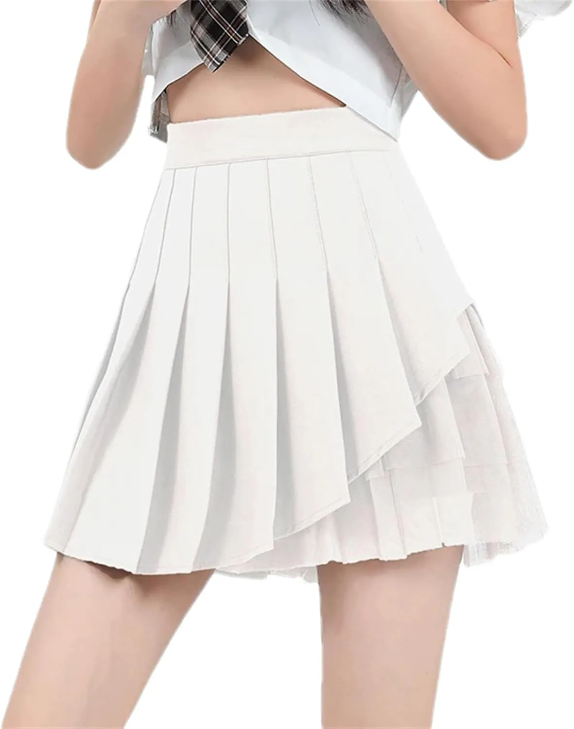 Women's Mini Pleated Mesh Skirt Shorts for Summer Holiday Fashion Outfits High Waisted Pleated Skirt