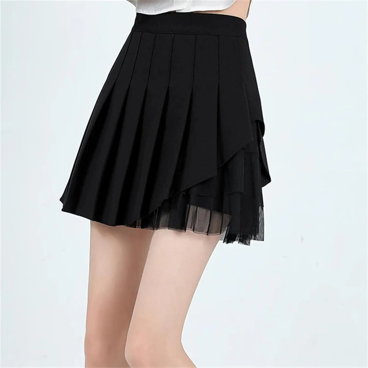 Women's Mini Pleated Mesh Skirt Shorts for Summer Holiday Fashion Outfits High Waisted Pleated Skirt