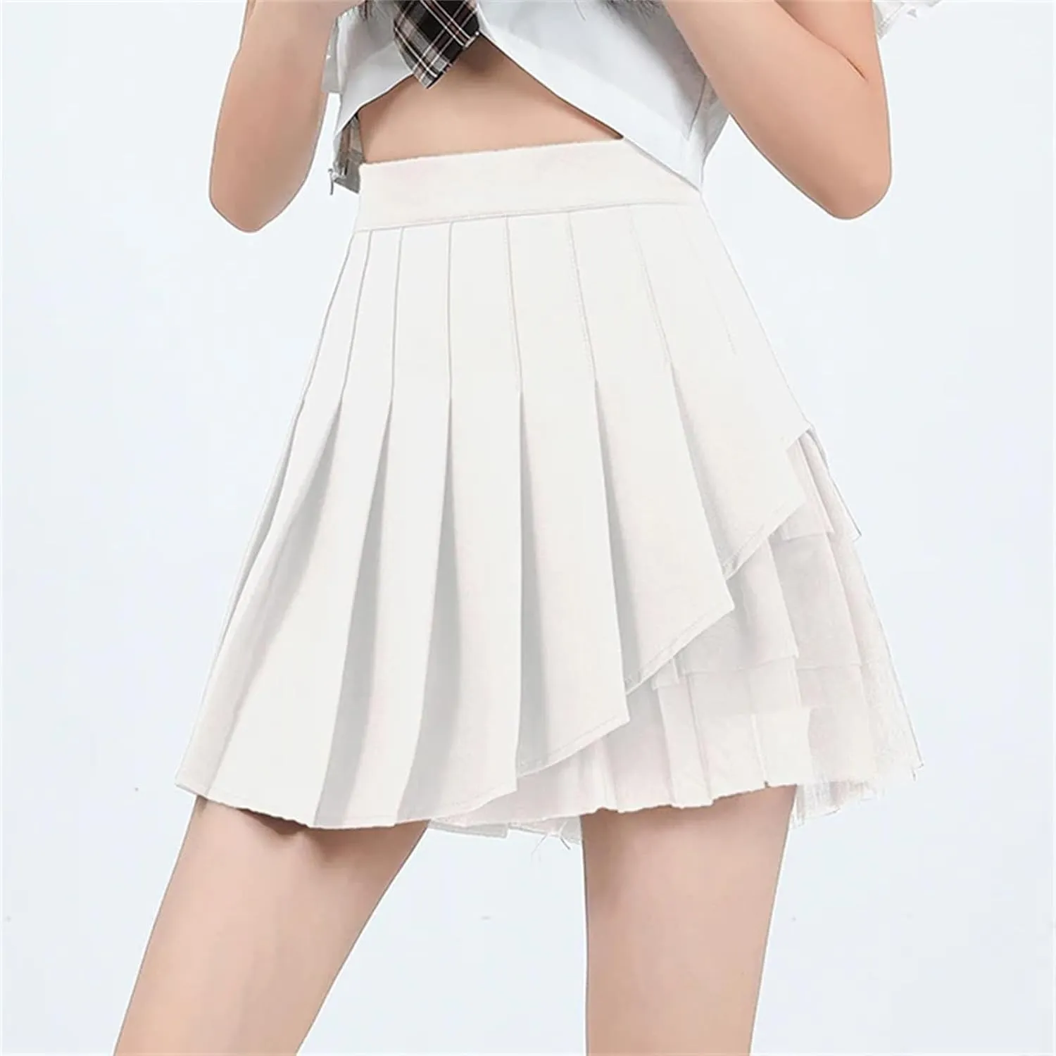 Women's Mini Pleated Mesh Skirt Shorts for Summer Holiday Fashion Outfits High Waisted Pleated Skirt