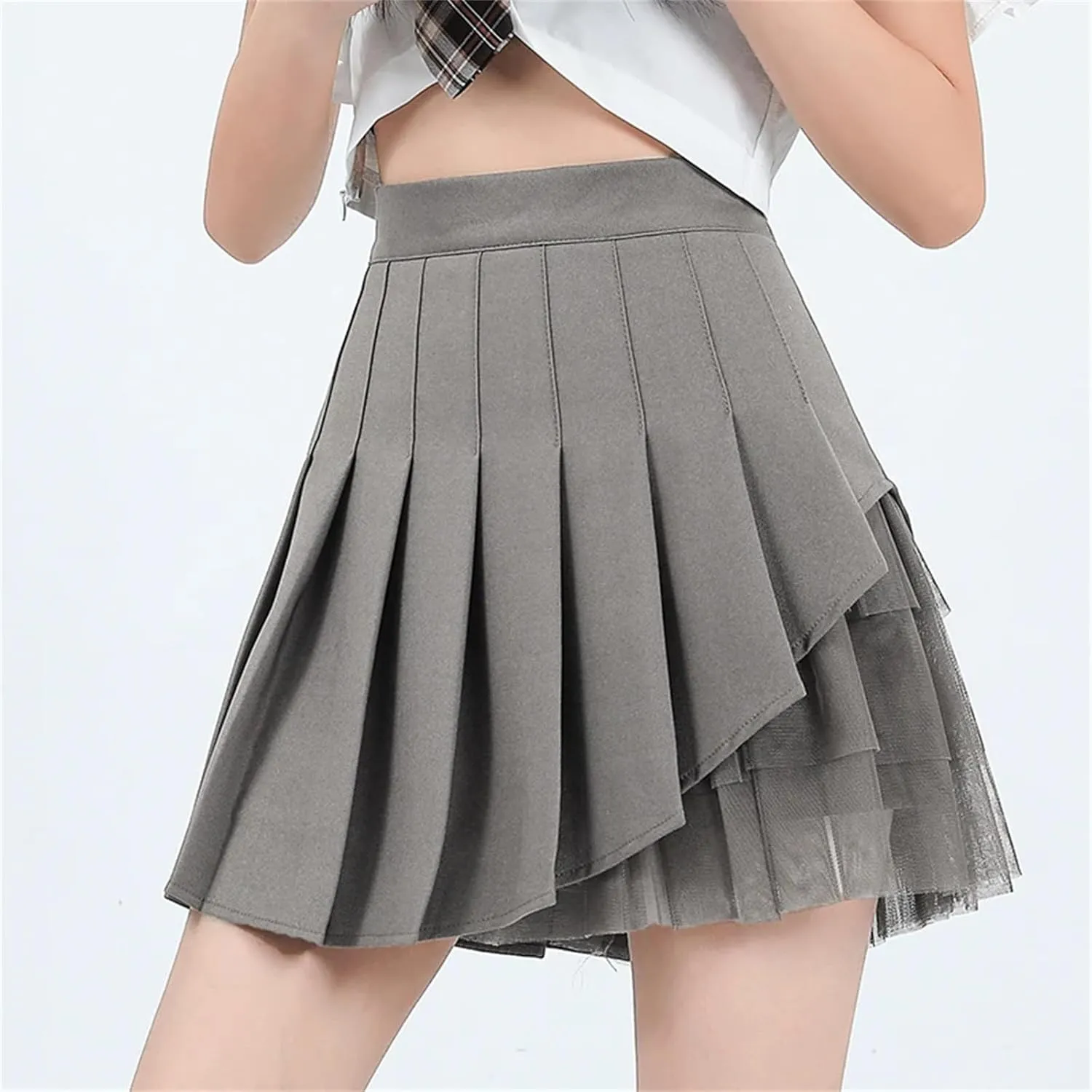Women's Mini Pleated Mesh Skirt Shorts for Summer Holiday Fashion Outfits High Waisted Pleated Skirt