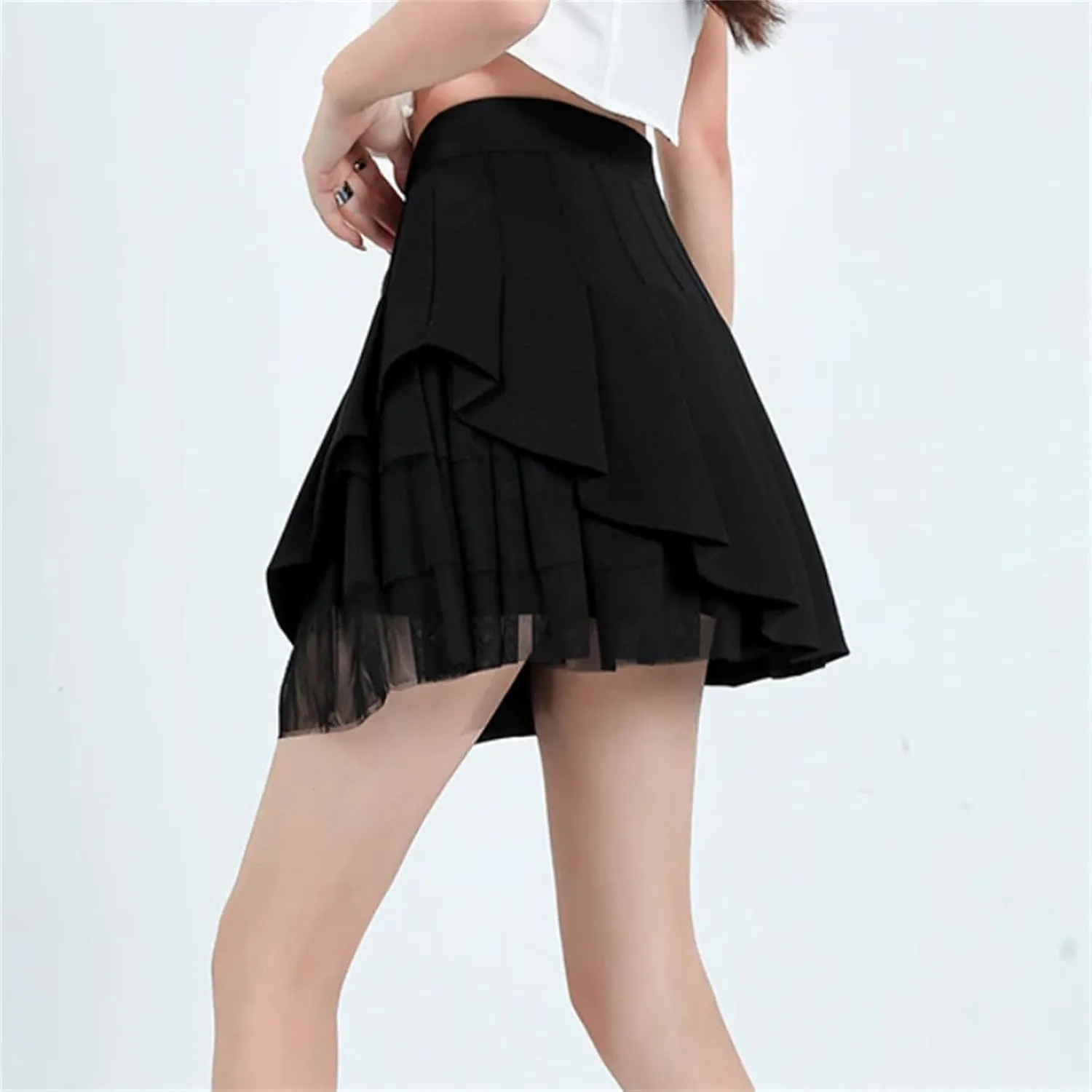 Women's Mini Pleated Mesh Skirt Shorts for Summer Holiday Fashion Outfits High Waisted Pleated Skirt
