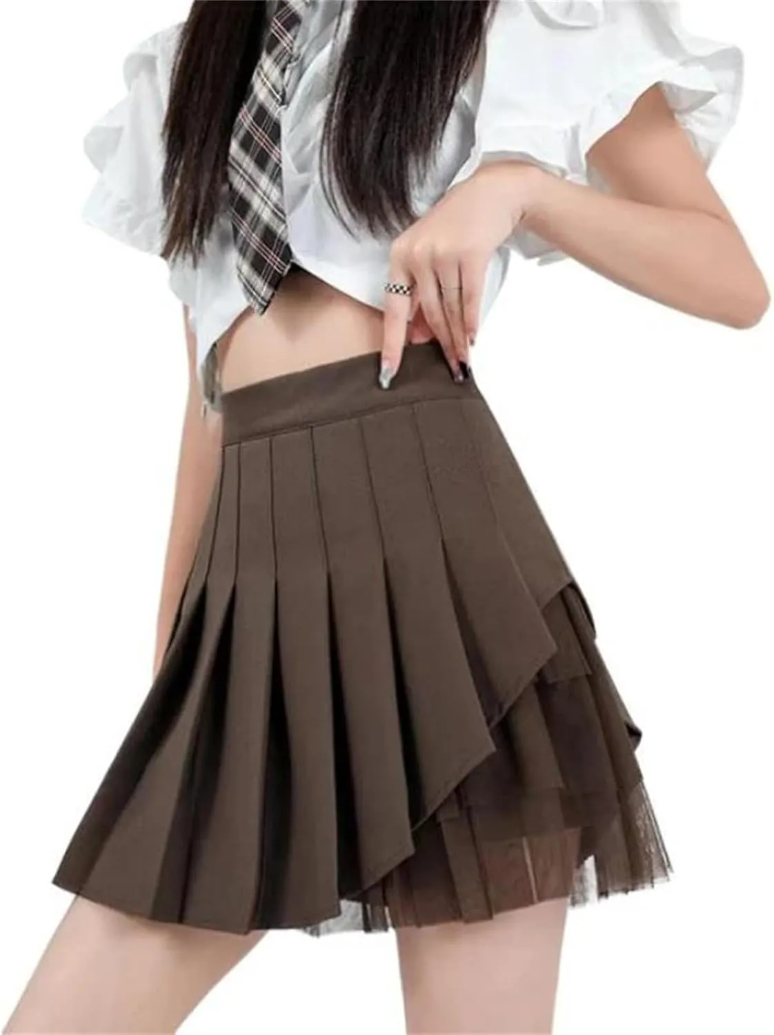 Women's Mini Pleated Mesh Skirt Shorts for Summer Holiday Fashion Outfits High Waisted Pleated Skirt