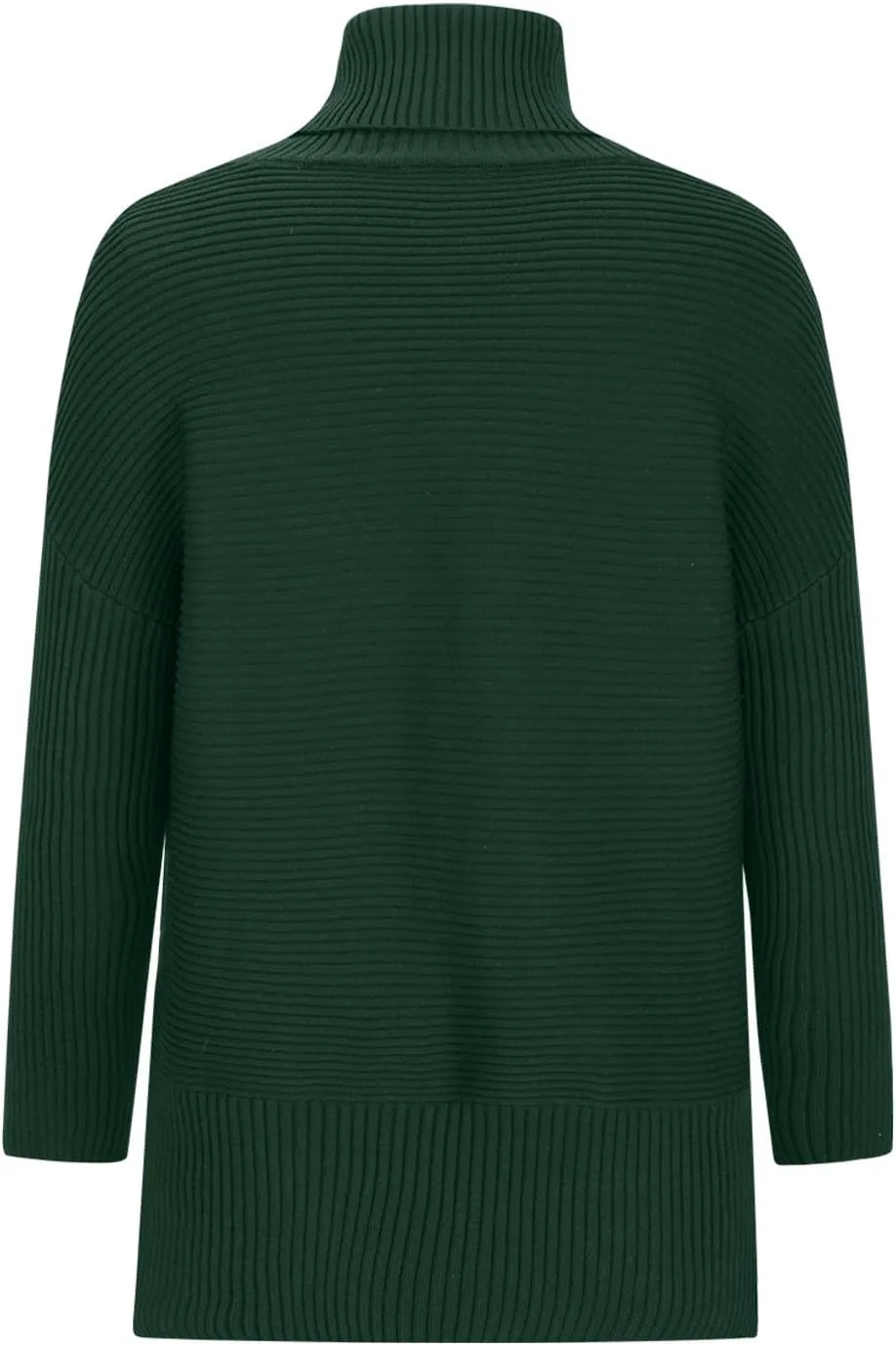 Women's Oversized Pullover Solid Turtle Neck Batwing Striped Knitted Sweater Slit Wide Hem Loose Fit Outwear Sweater