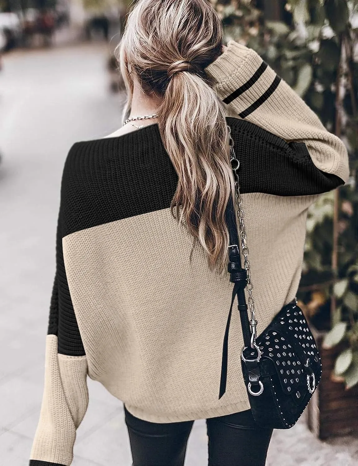 Womens Oversized Sweaters Loose Solid Casual Long Sleeve Mock Neck Knitted Jumper Tops