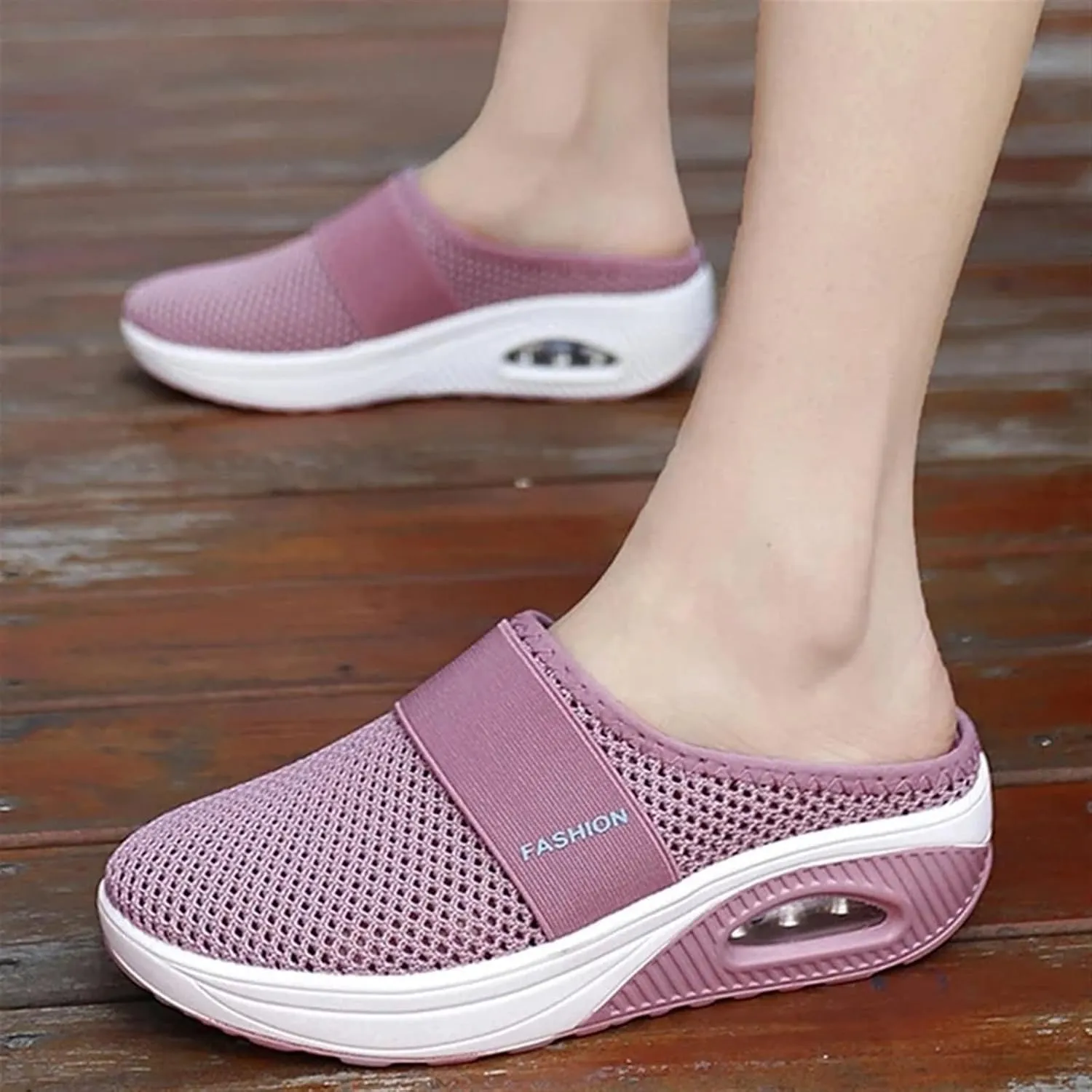 Womens Slip On Clogs and Mules Orthopedic Walking Shoes Non-Slip Mesh Diabetic Air Cushion Loafers Shoes with Arch-Support Open Back Slip On Breathable Slippers Closed Toe Slides Sneakers