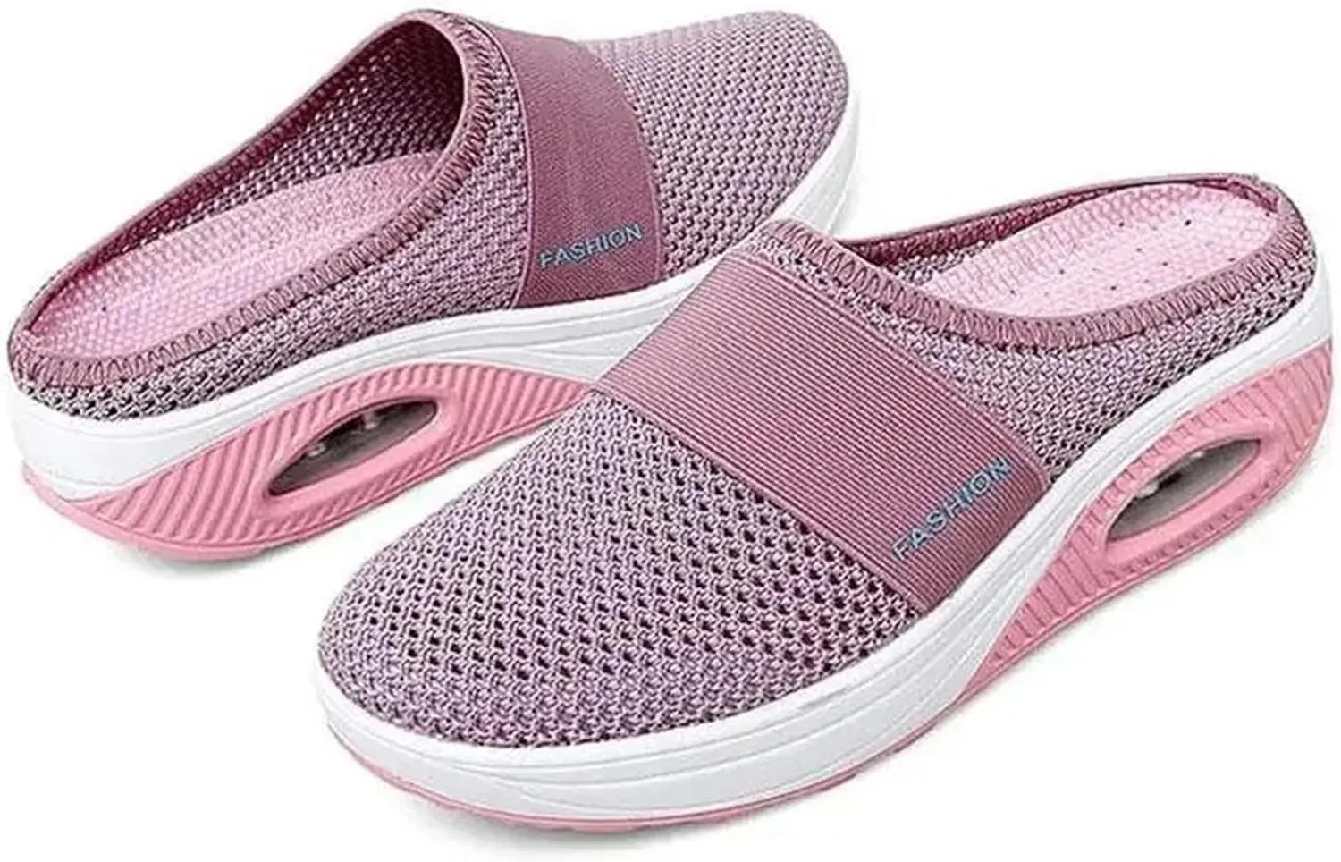 Womens Slip On Clogs and Mules Orthopedic Walking Shoes Non-Slip Mesh Diabetic Air Cushion Loafers Shoes with Arch-Support Open Back Slip On Breathable Slippers Closed Toe Slides Sneakers