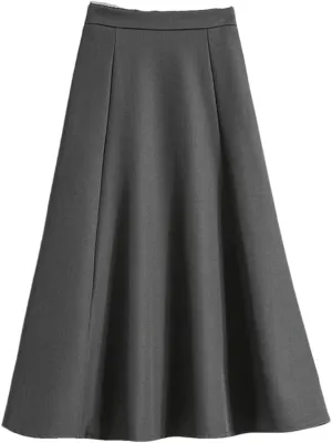 Women's Spring and Summer Solid Color High Waist Skirt Korean Loose Casual A-Line Midi Ball Gown Skirts