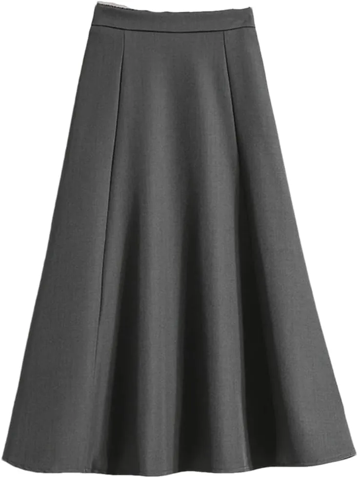 Women's Spring and Summer Solid Color High Waist Skirt Korean Loose Casual A-Line Midi Ball Gown Skirts