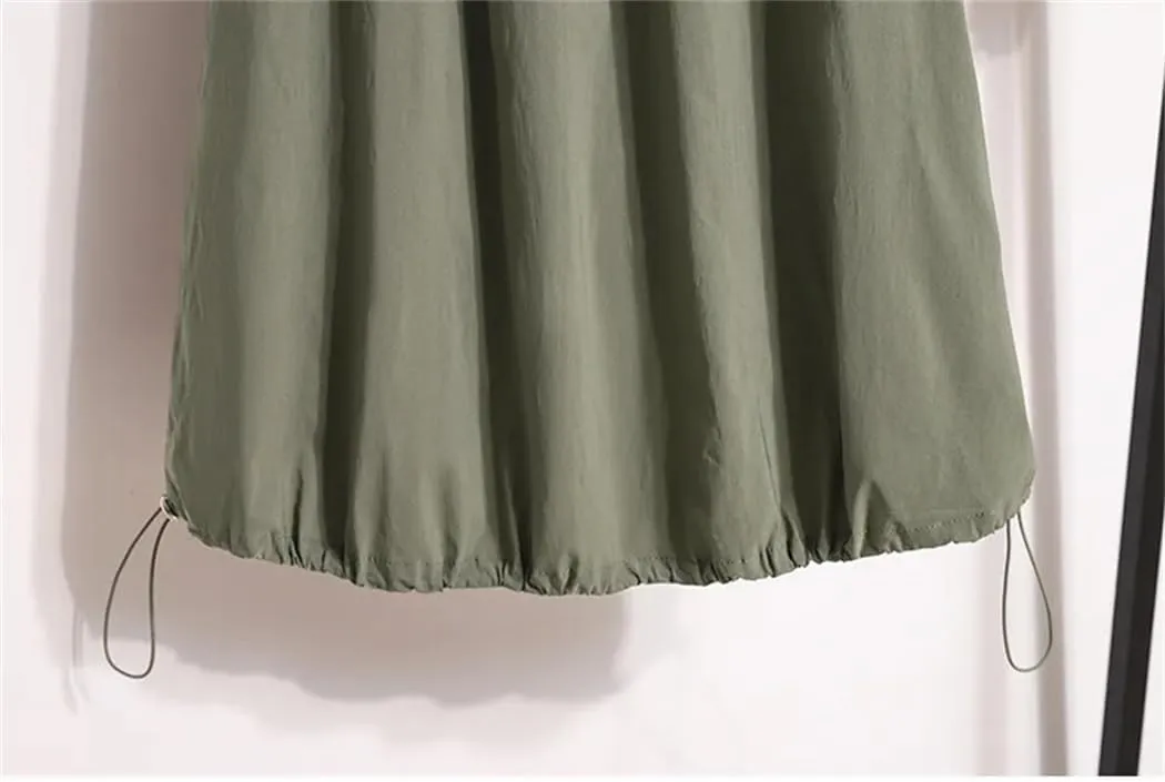 Women's Spring Summer Korean Casual Skirt Slim Lace Up Elastic High Waist A-Line Maxi Work Skirts