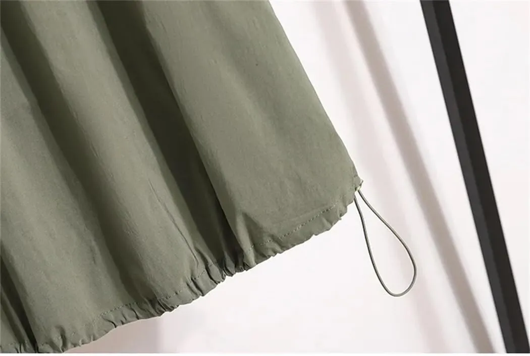Women's Spring Summer Korean Casual Skirt Slim Lace Up Elastic High Waist A-Line Maxi Work Skirts