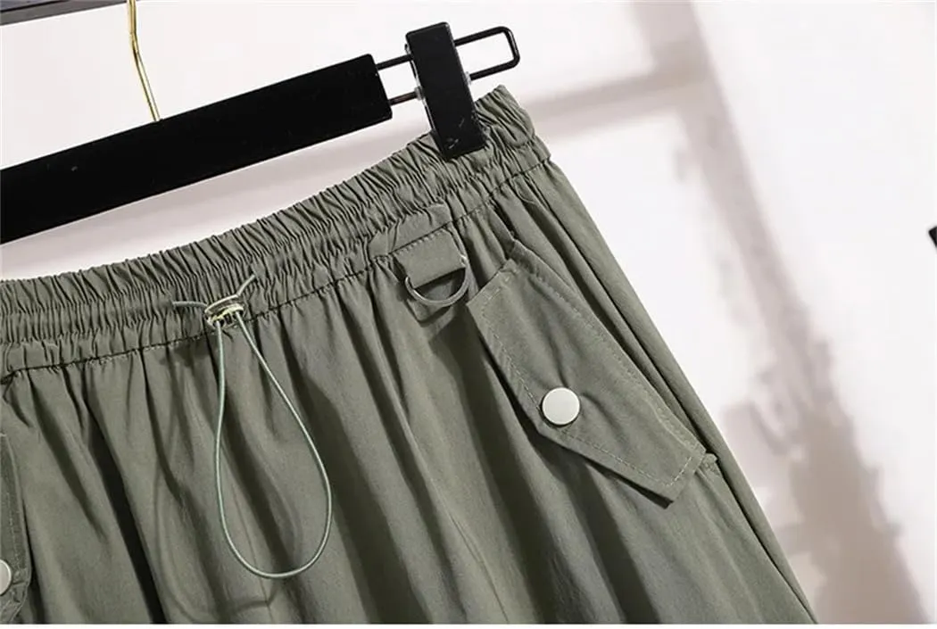 Women's Spring Summer Korean Casual Skirt Slim Lace Up Elastic High Waist A-Line Maxi Work Skirts