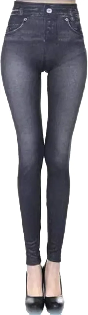Women's Stretch Denim Leggings Comfy Stylish Imitation Denim Pants Elastic Versatile Slim Legging
