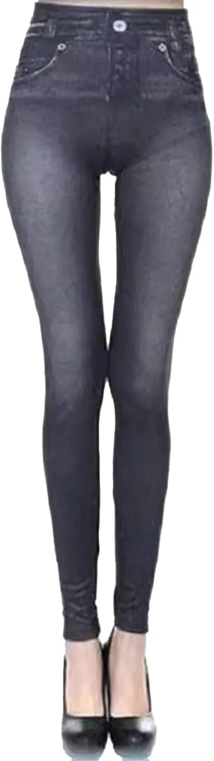 Women's Stretch Denim Leggings Comfy Stylish Imitation Denim Pants Elastic Versatile Slim Legging