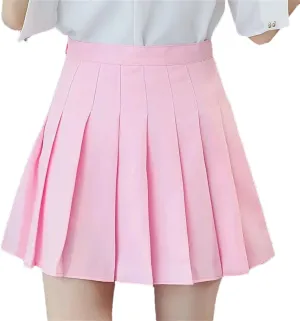 Women's Summer Mini Skirt  School High Waist Pleated Plaid Uniform Skirt Tennis Skirts