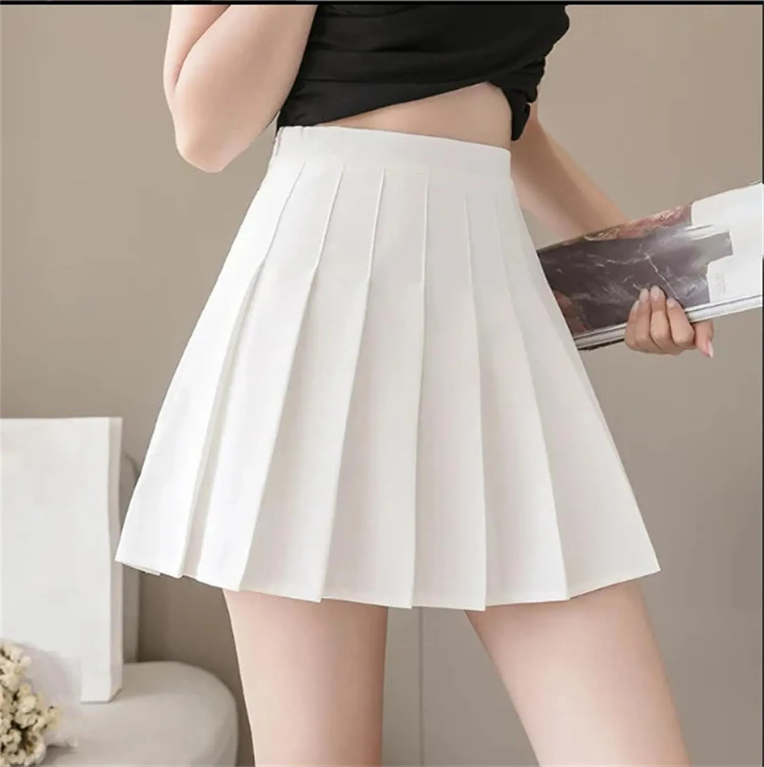 Women's Summer Mini Skirt  School High Waist Pleated Plaid Uniform Skirt Tennis Skirts