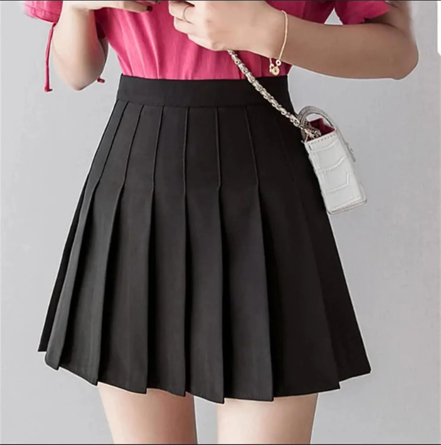 Women's Summer Mini Skirt  School High Waist Pleated Plaid Uniform Skirt Tennis Skirts