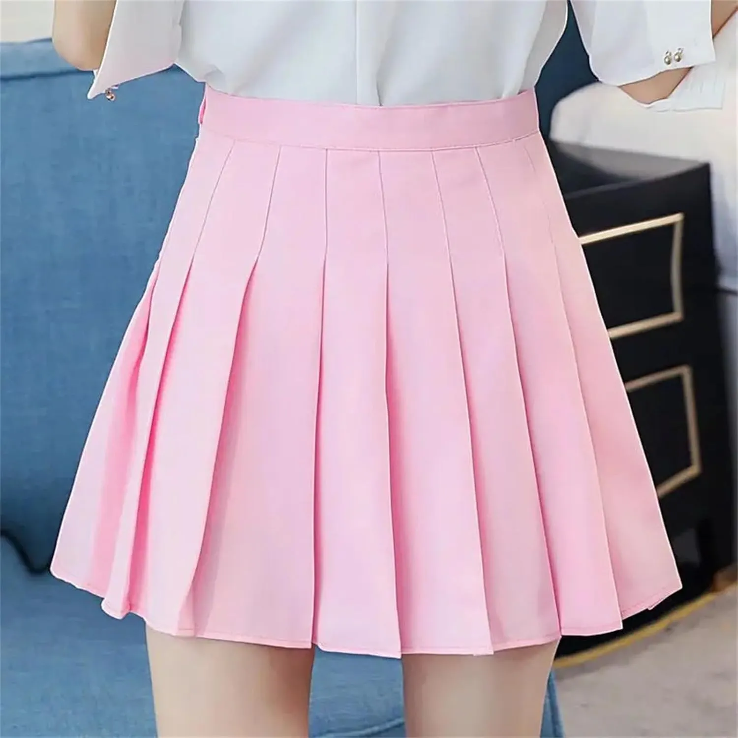 Women's Summer Mini Skirt  School High Waist Pleated Plaid Uniform Skirt Tennis Skirts