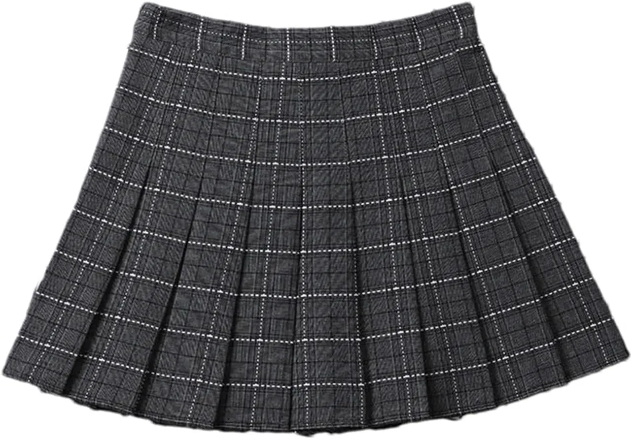 Women's Summer Pleated A-Line Short Mini Skirt  Elegant Plaid Tennis Skirts for Girls Skater Skirt