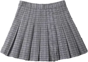 Women's Summer Pleated A-Line Short Mini Skirt  Elegant Plaid Tennis Skirts for Girls Skater Skirt