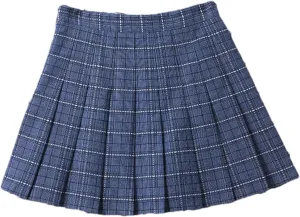 Women's Summer Pleated A-Line Short Mini Skirt  Elegant Plaid Tennis Skirts for Girls Skater Skirt