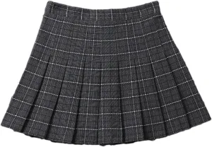 Women's Summer Pleated A-Line Short Mini Skirt  Elegant Plaid Tennis Skirts for Girls Skater Skirt