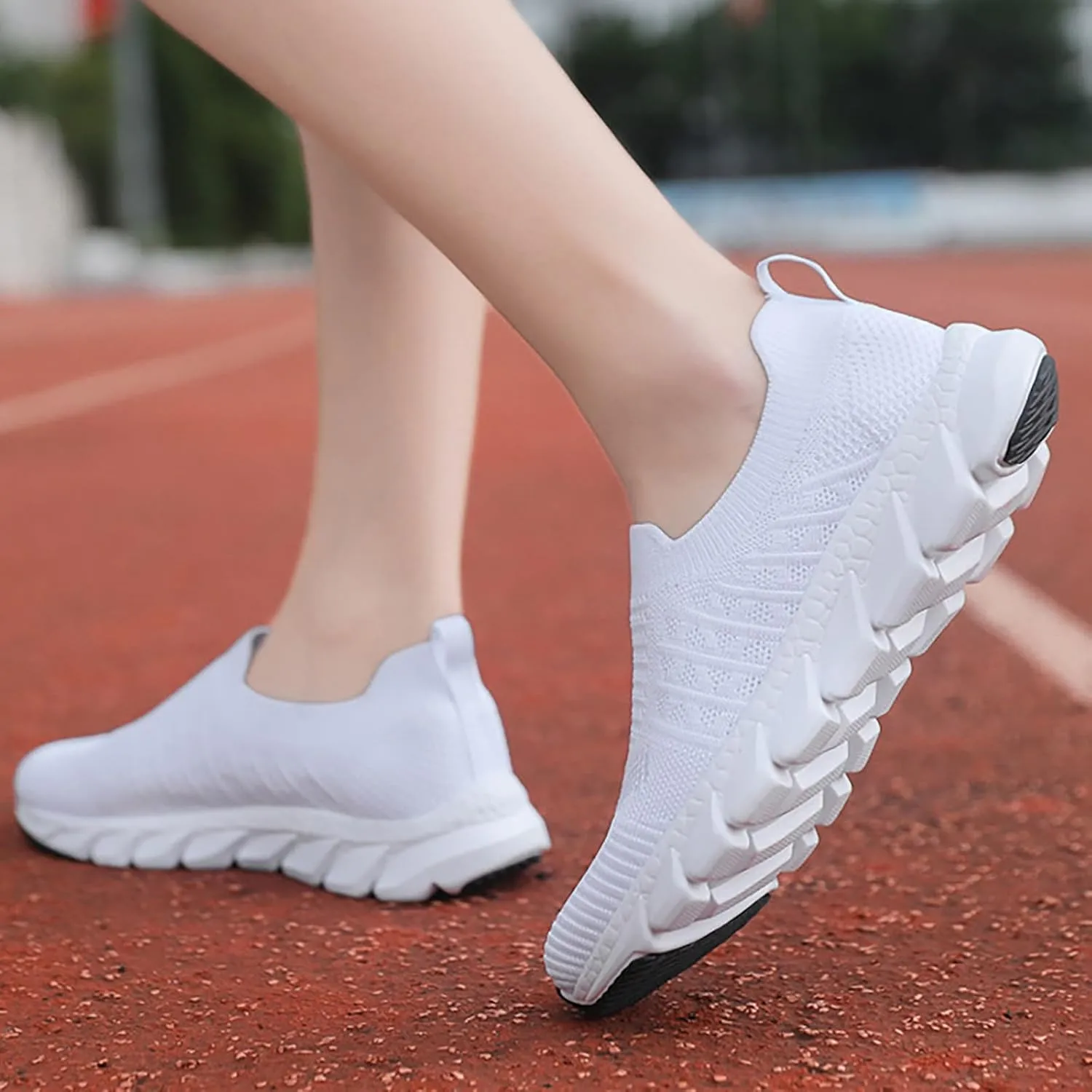 Women's Walking Shoes Cushion Comfortable Breeze Shoes Walking Shoes Women Arch Support Casual Shoes Slip On Wedge Sneakers Platform Tennis Shoe White Loafers
