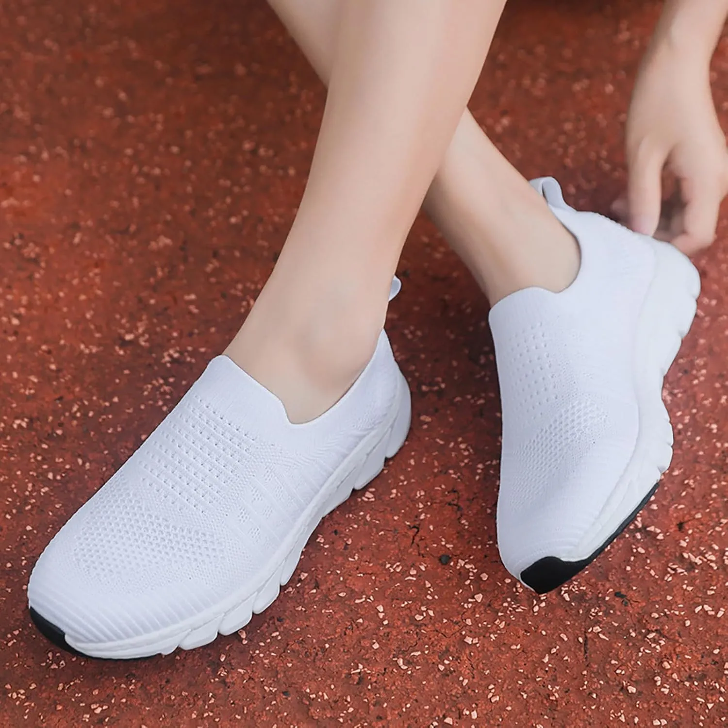Women's Walking Shoes Cushion Comfortable Breeze Shoes Walking Shoes Women Arch Support Casual Shoes Slip On Wedge Sneakers Platform Tennis Shoe White Loafers