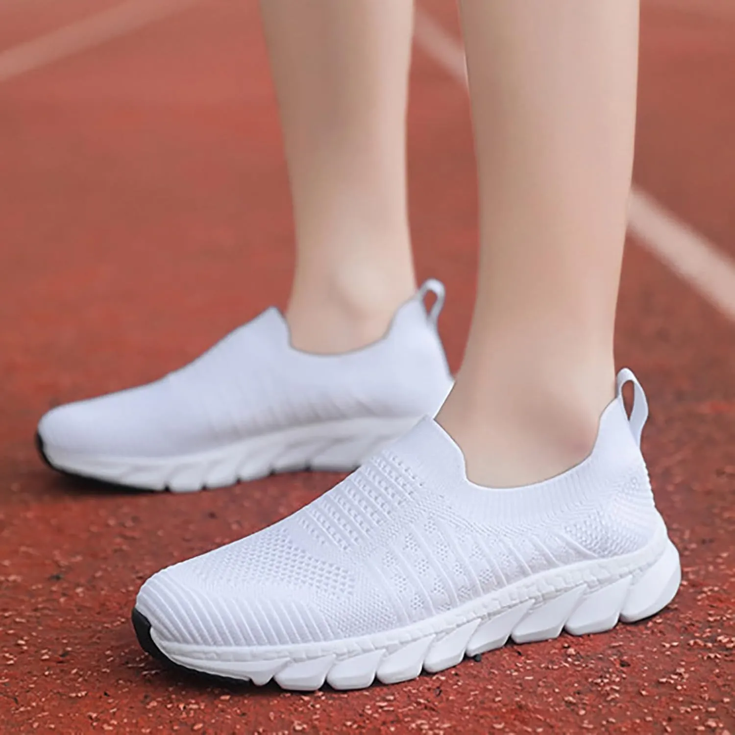 Women's Walking Shoes Cushion Comfortable Breeze Shoes Walking Shoes Women Arch Support Casual Shoes Slip On Wedge Sneakers Platform Tennis Shoe White Loafers