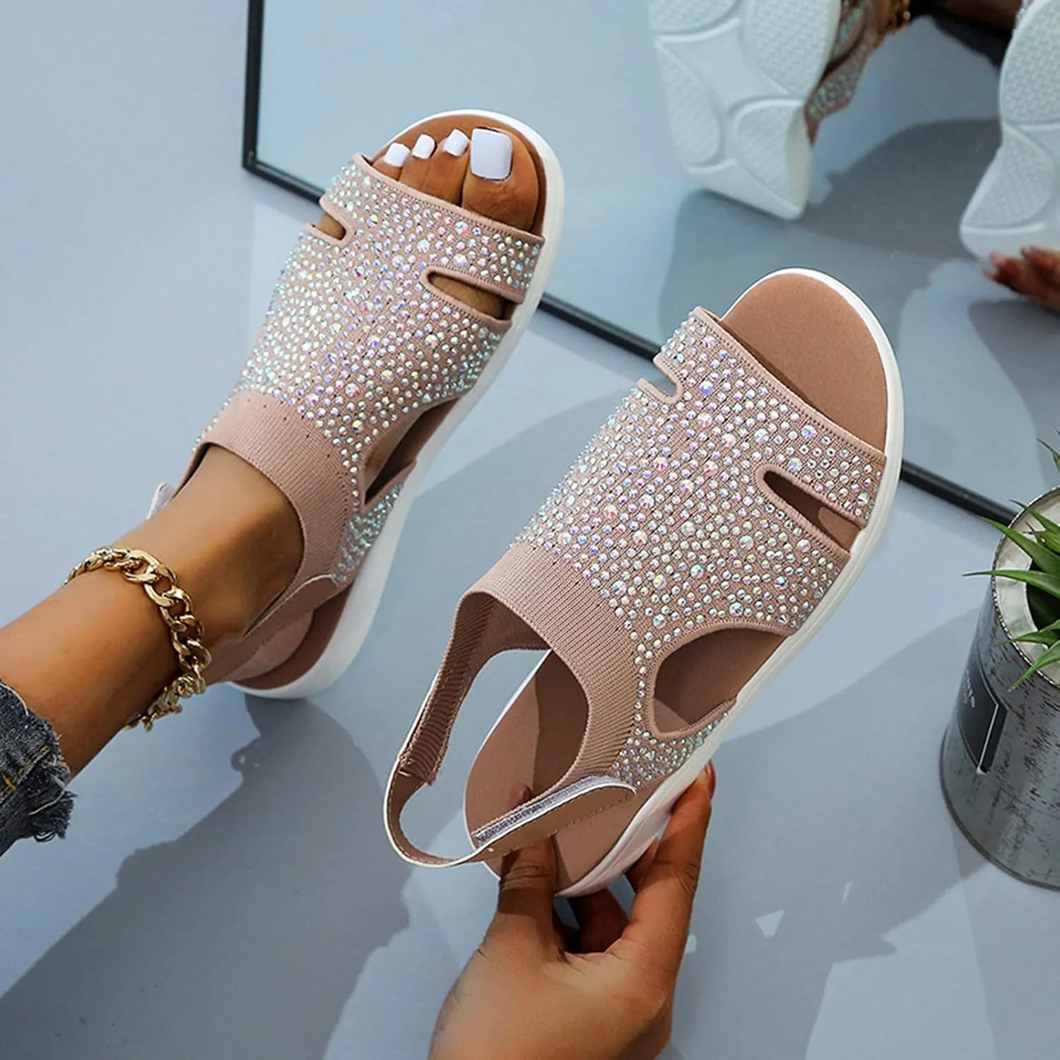 Womens Wedge Platform Sandals Open Toe Ankle Strap Dressy Summer Shoes Comfortable Espadrille Slides for Casual Beach Walking Vacation Orthopedic Shoes for Women